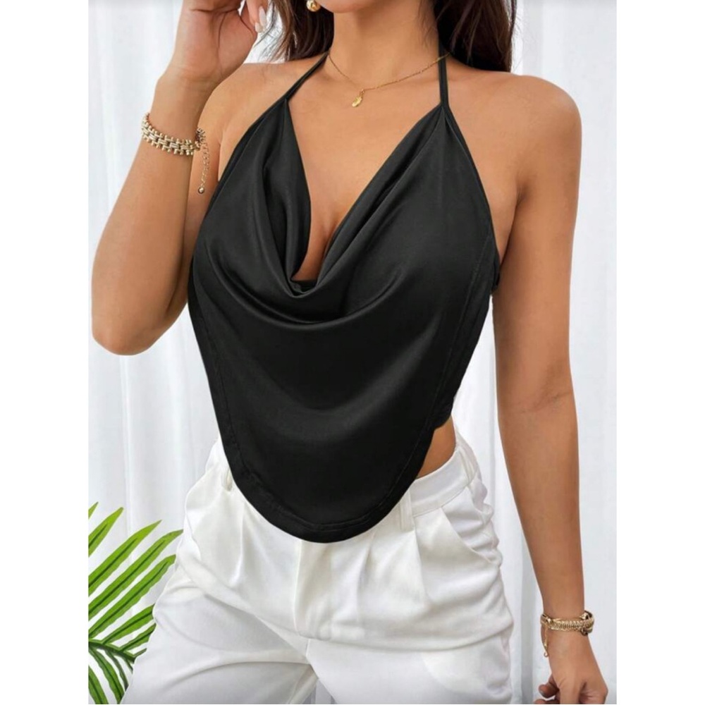 Firerie Concert Draped Front Backless Party Halter Top Size Xl New